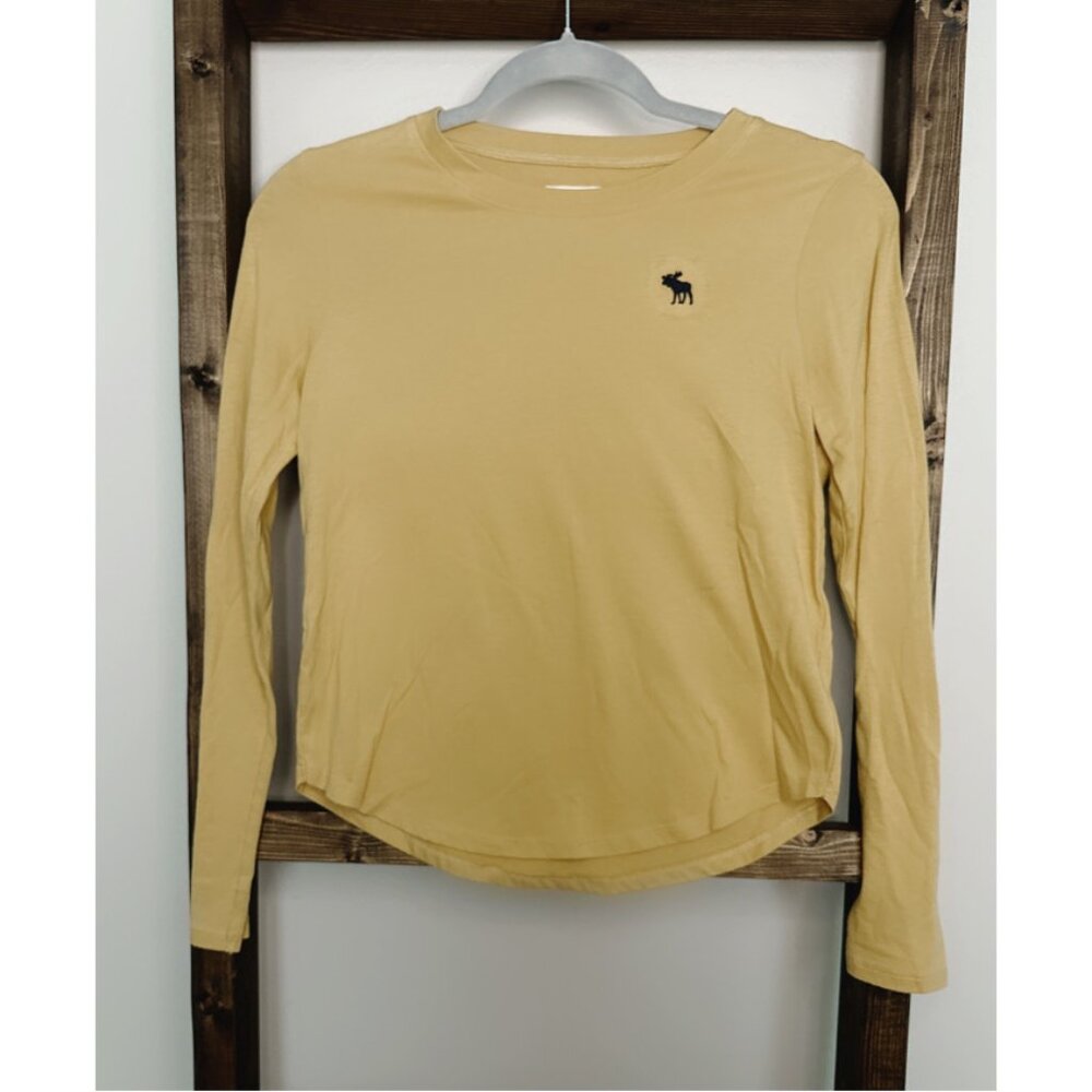 Abercrombie Kids Mustard Yellow Long Sleeve Shirt Moose Logo Size 11/12